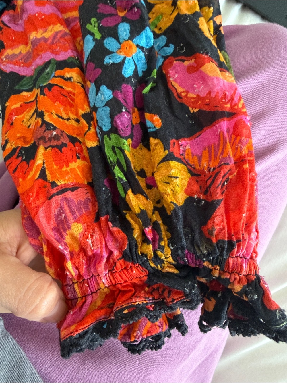 FARM Rio Black Floral Ruffle Blazer with Red, Orange & Pink Blooms - Picture 4 of 4